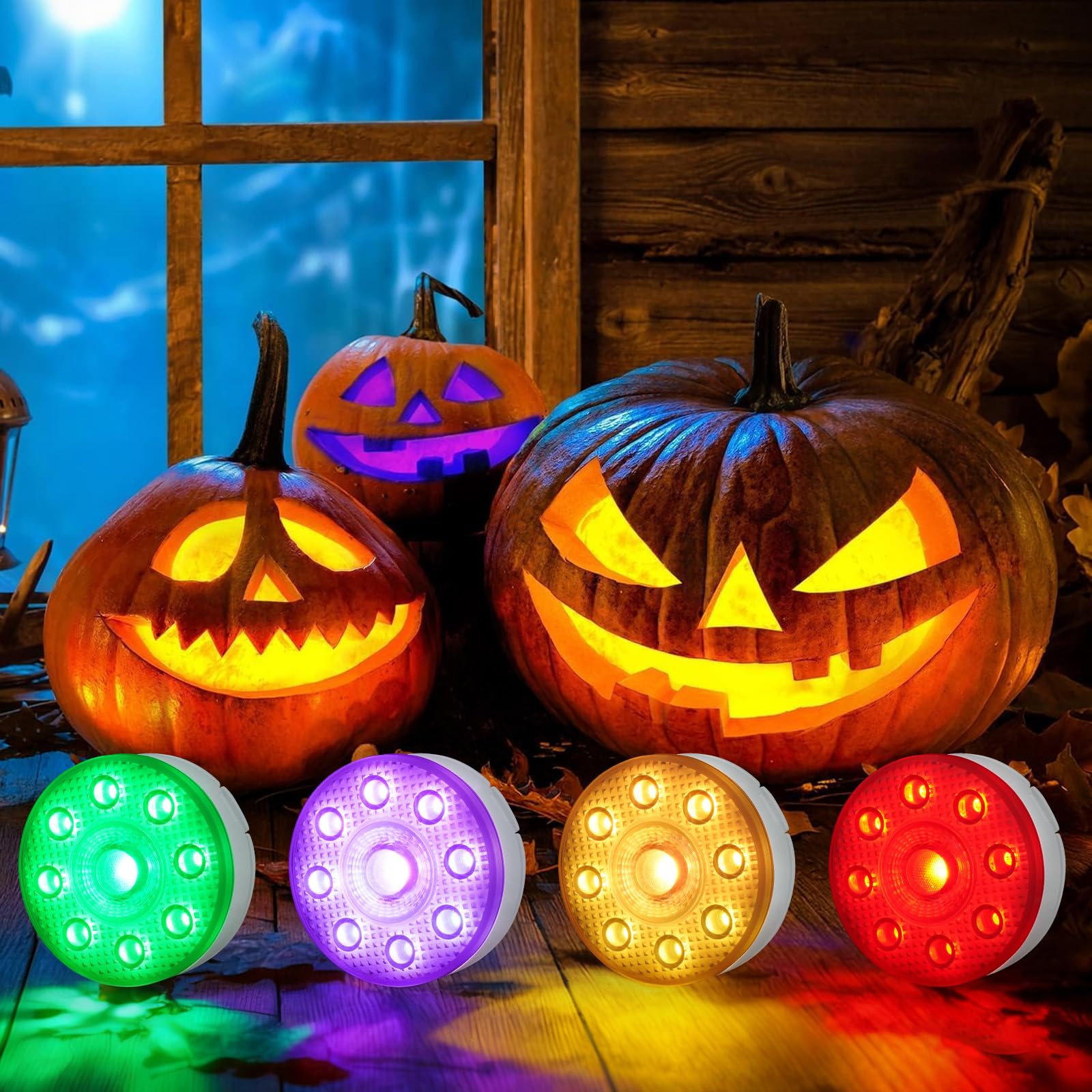 Photo 1 of 4-Pack Rechargeable Pumpkin Light with Remote - LUXJET Submersible Magnetic LED, IP68 Waterproof Floating for Light-Up Pumpkin, Halloween Decor, Pool&Party