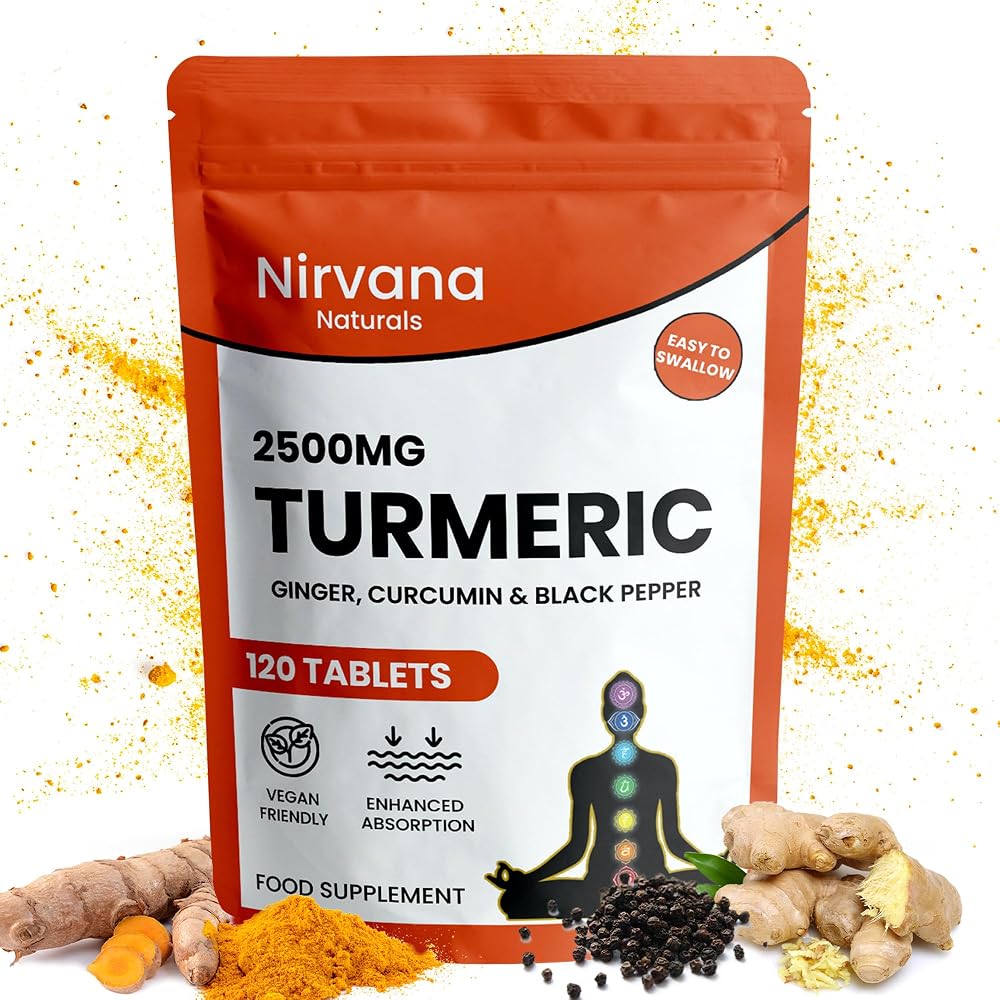 Nirvana Naturals Turmeric Tablets 2500mg with Ginger Black Pepper 120