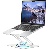 ALASHI Laptop Stand for Desk with 360° Rotating Base, Multi-Angle Adjustable Laptop Stands, Foldable Laptop Riser Compatible with 10 to 15.6 Inches PC Computer, White