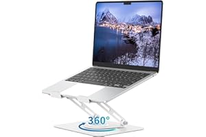 ALASHI Laptop Stand for Desk with 360° Rotating Base, Multi-Angle Adjustable Laptop Stands, Foldable Laptop Riser Compatible with 10 to 15.6 Inches PC Computer, White