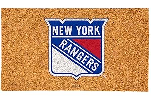 Team Sports America NHL New York Rangers Natural Coir Doormat | Official Full Color Team Logo | 28 x 16 Inches | Non Slip Back | Front Door Welcome Floor Mats | Indoor Outdoor Entrance Home Décor