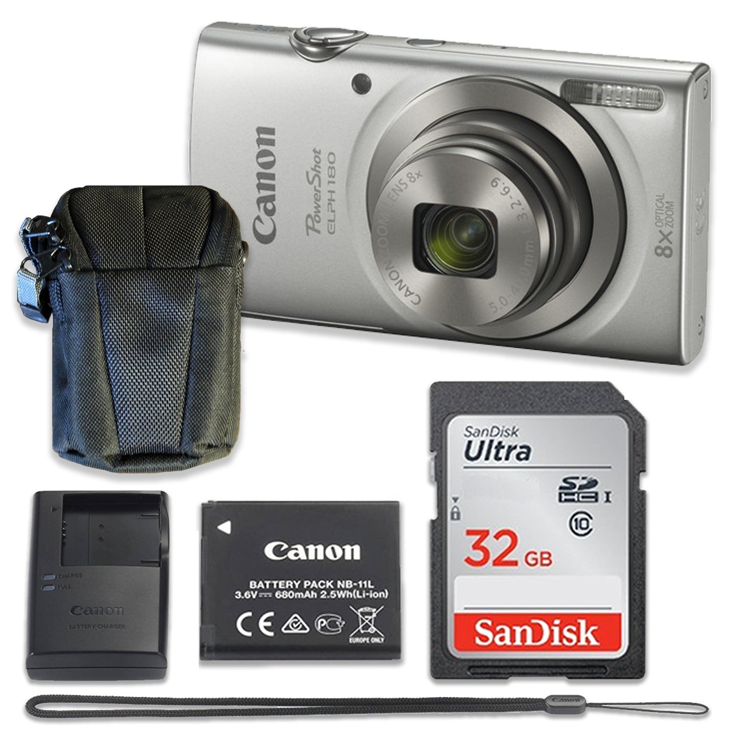 Canon Powershot Elph 180デジタルカメラ シルバー With 32 Gbメモリ ケース B071sh3zl9 コンパクト 最終値下げ Dispora Jatimprov Go Id