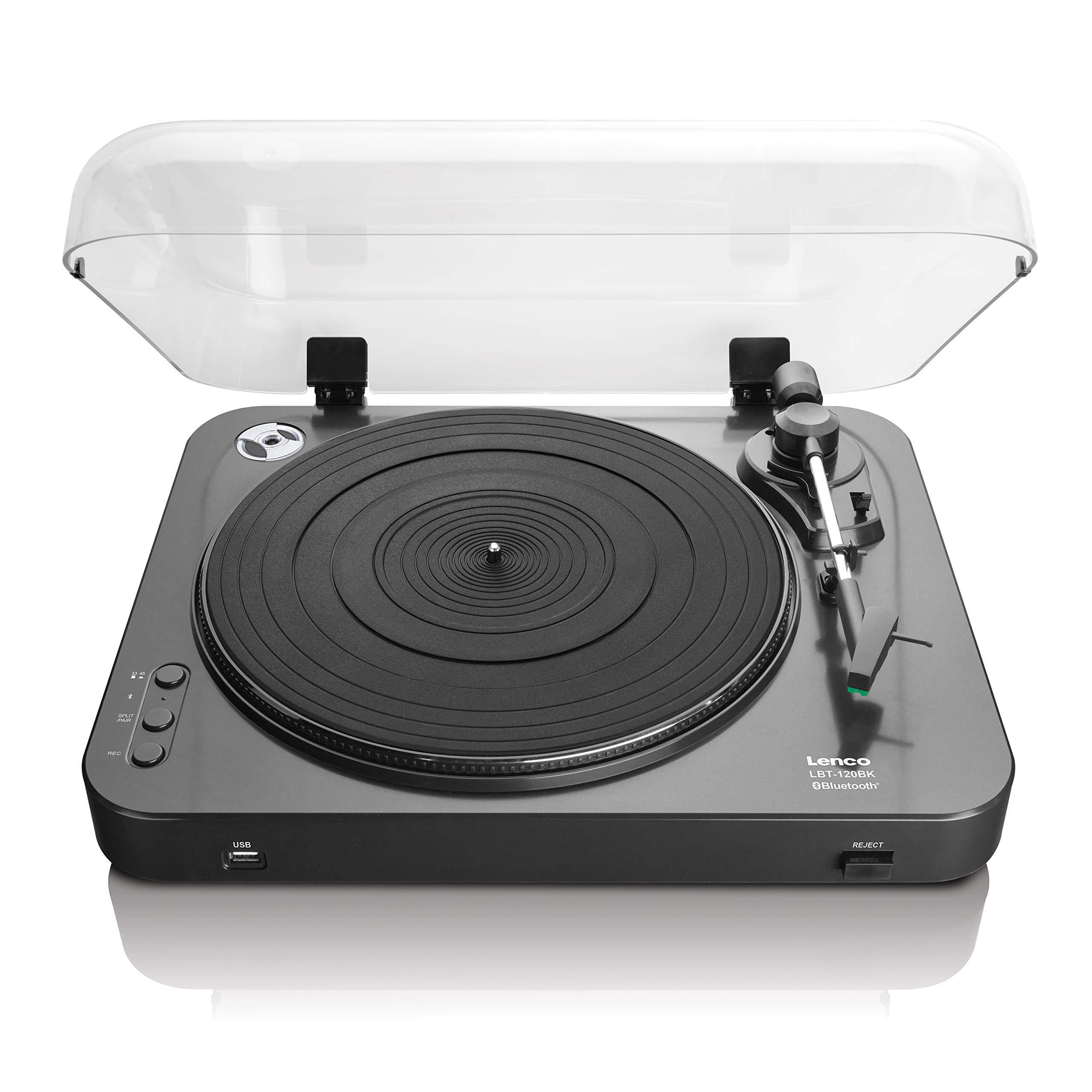 Lenco LBT-120 | 35 &45 RPM Semi-Automatic Belt Drive USB Turntable for Vinyl with Bluetooth Transmission