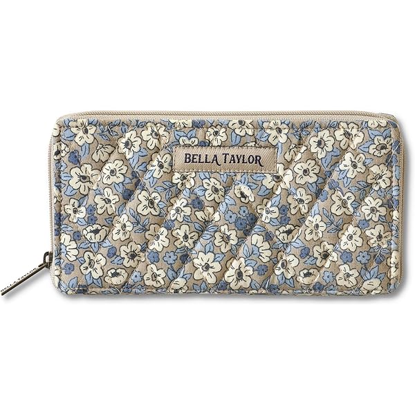 Myra Bag White Black RFID Leather Wallet - Zip Around Fuzzy Hair-On Clutch For Women, 7.5 X 3.5 Inches