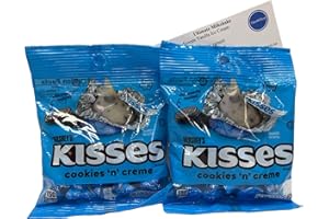 Hershey's Cookies 'N' Creme Kisses Chocolate Candy Bundle: (2) 2.2 oz Bags & ThisNThat Recipe Card