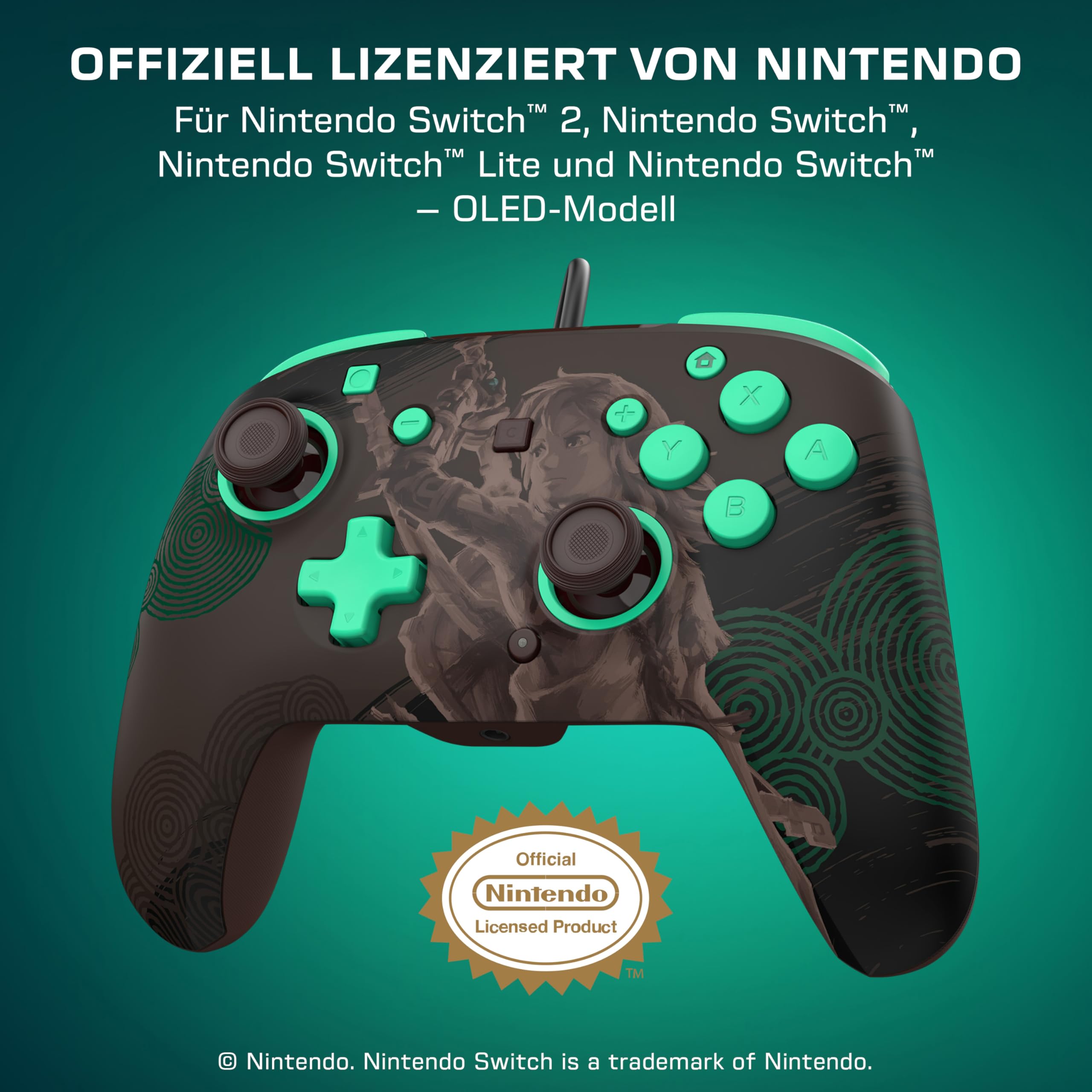Turtle Beach Rematch Wired Gaming Controller: The Legend of Zelda - Officially Licensed for Nintendo Switch 2, Nintendo Switch, & Nintendo Switch - OLED Model, Glow-in-the-Dark, Hall-Effect 2