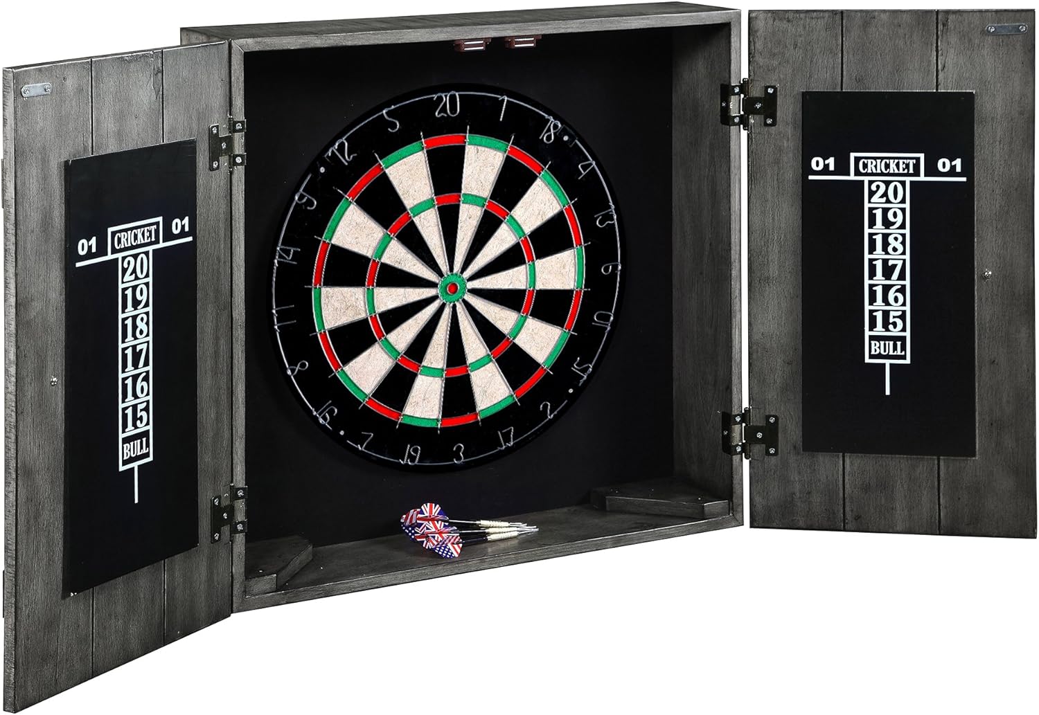 Hathaway Drifter Solid Wood Dartboard Cabinet - Reclaimed Pine with Distressed Timberwood Finish, Sisal Fiber for Steel Tip Darts : Sports & Outdoors