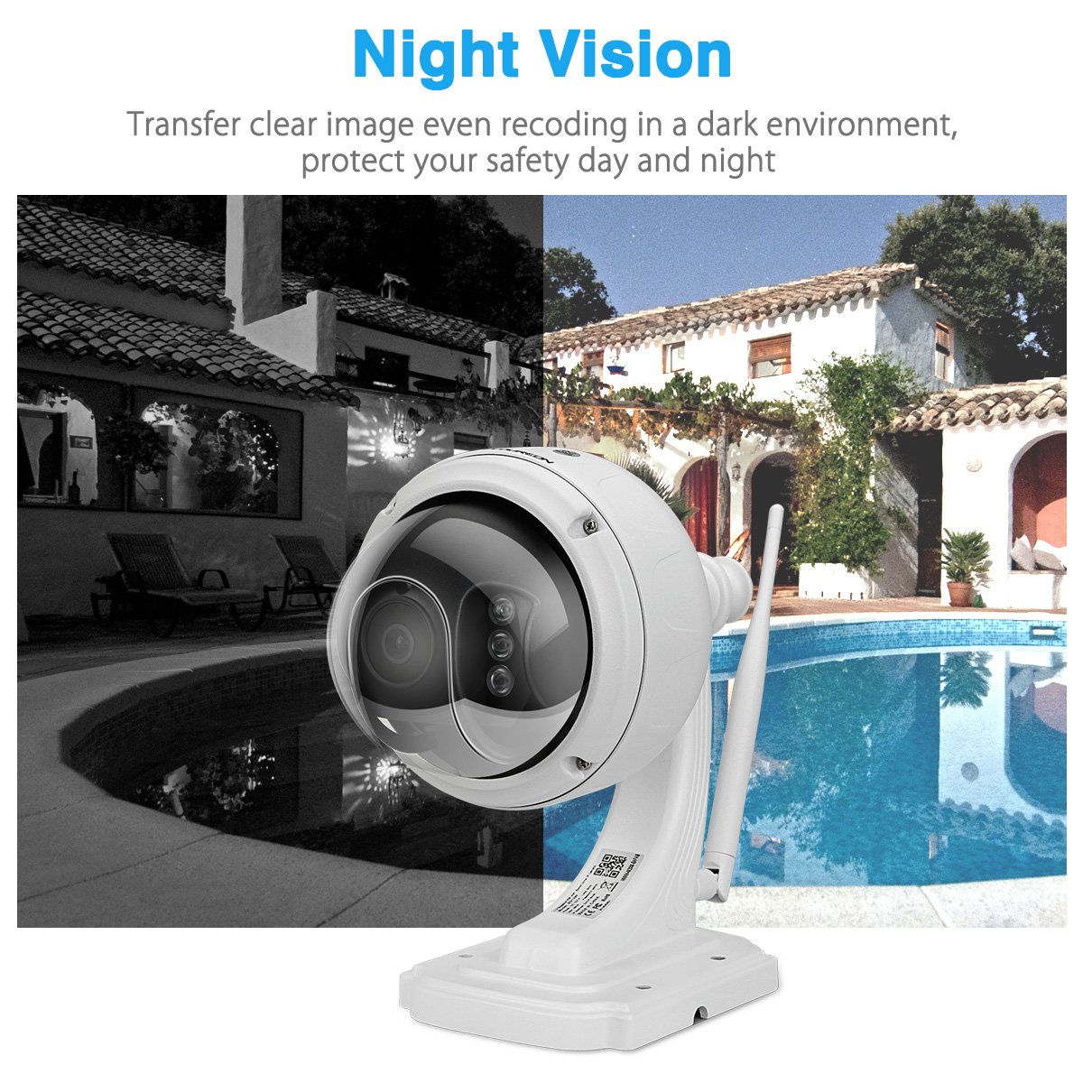 FLOUREON WIFI IP Camera 960P Wireless HD H.264 Waterproof CCTV Security PT Camera with Built-in Mic 355°Pan/ 90°Tilt, Alarm Recording, Night Vision, Micro SD Card Slot