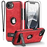 WTCASE Magnetic for iPhone 16e Leather Case,Built-in Invisible Stand [Compatible with Magsafe] Protective Slim Kickstand Phone Cover Compatible with iPhone 16e (2025) 6.1" (Red)
