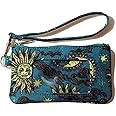 DQL surfer wallet, id case wallet for women for lanyards, keychain coin pouch, Zip ID Case Wallet Driver's License Holder(Sun Moon)