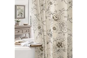 NDDYCU Farmhouse Floral Vintage Shower Curtain, Black Linen Pattern Shower Curtains for Bathroom, Tan Taupe,72x72