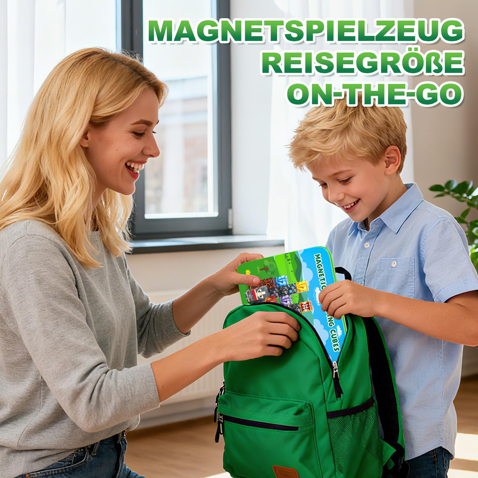 Magnetische Bausteine, 60PCS Reise Magnetic Building Blocks, Magnetisches Reise Spielzeug mit Eisenbox, Kreative Magnetsteine Würfel Spiel Spielzeug Geschenk ab 3 4 5 6 7 8 9+ Jahre Junge Mädchen 2