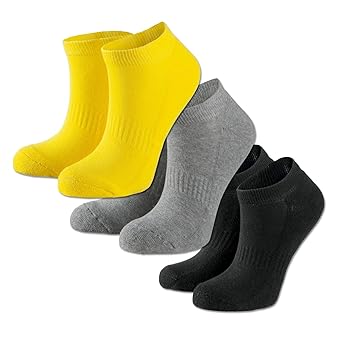 Borussia Dortmund Sneaker-Socken, Schwarz/Gelb/Grau, Baumwolle, 38-38/39-42/43-46, Schriftzug, 3er-Set (Schwarz, Gelb, Grau)