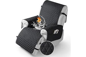 TAOCOCO 100% Waterproof Recliner Cover - Recliner Cover with Non-Slip Granule, Recliner Chair Covers with Elastic Band, Recliner Chair Covers for Reclining Chair(Black, Oversized-30'')