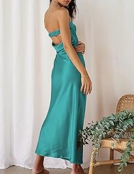 Realtix Satin Silk Backless Tube Tops Maxi Dress