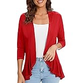 Urban CoCo Women's 3/4 Sleeve Casual Cardigans for Women Trendy Open Front Lightweight Cover Ups