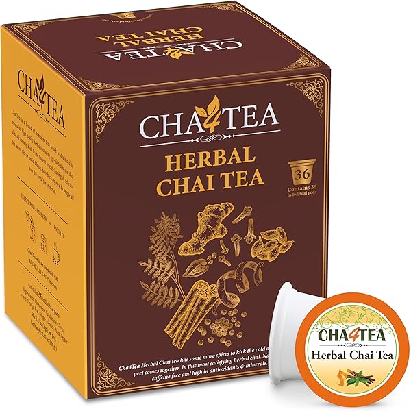 CHA4TEA 36-COUNT HERBAL CHAI TEA PODS COMPATIBLE WITH...