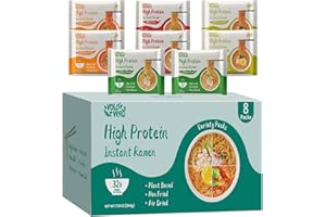 VOLO VERO Protein (32g) Ramen Variety Pack - Chicken, Spicy “Beef, Kimchi, Curry”, 8 Packs Instant High Protein Ramen Noodles Soup, Plant-Based, Non-Fried, Vegan, Low Fat, Egg & Dairy Free Healthy Meal