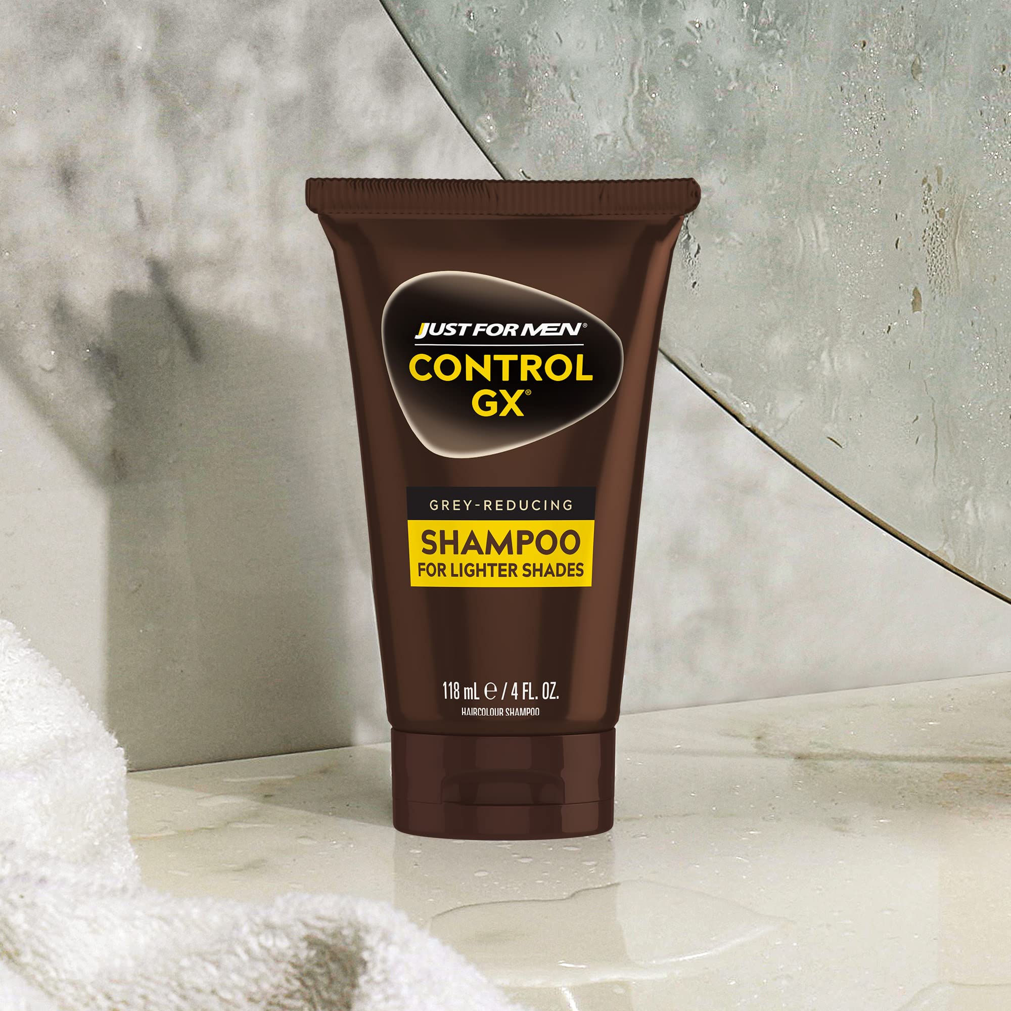 SHAMPOO Just for Men Control GX Grey Reducing for Lighter Shades of Hair, Blonde to Medium Brown, Gradual Hair Color with Keratin, 4 Fl Oz - Pack of 1 (Packaging May Vary)