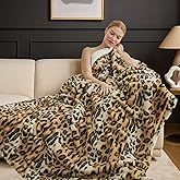 Cozy Bliss Luxury Faux Fur Throw Blanket Leopard Print, Non Shedding Double Sided Sherpa Blankets Super Soft Fluffy Thick Warm Throws Home Decor for Couch Bed Sofa Women,50"*60"Inches Brown Leopard