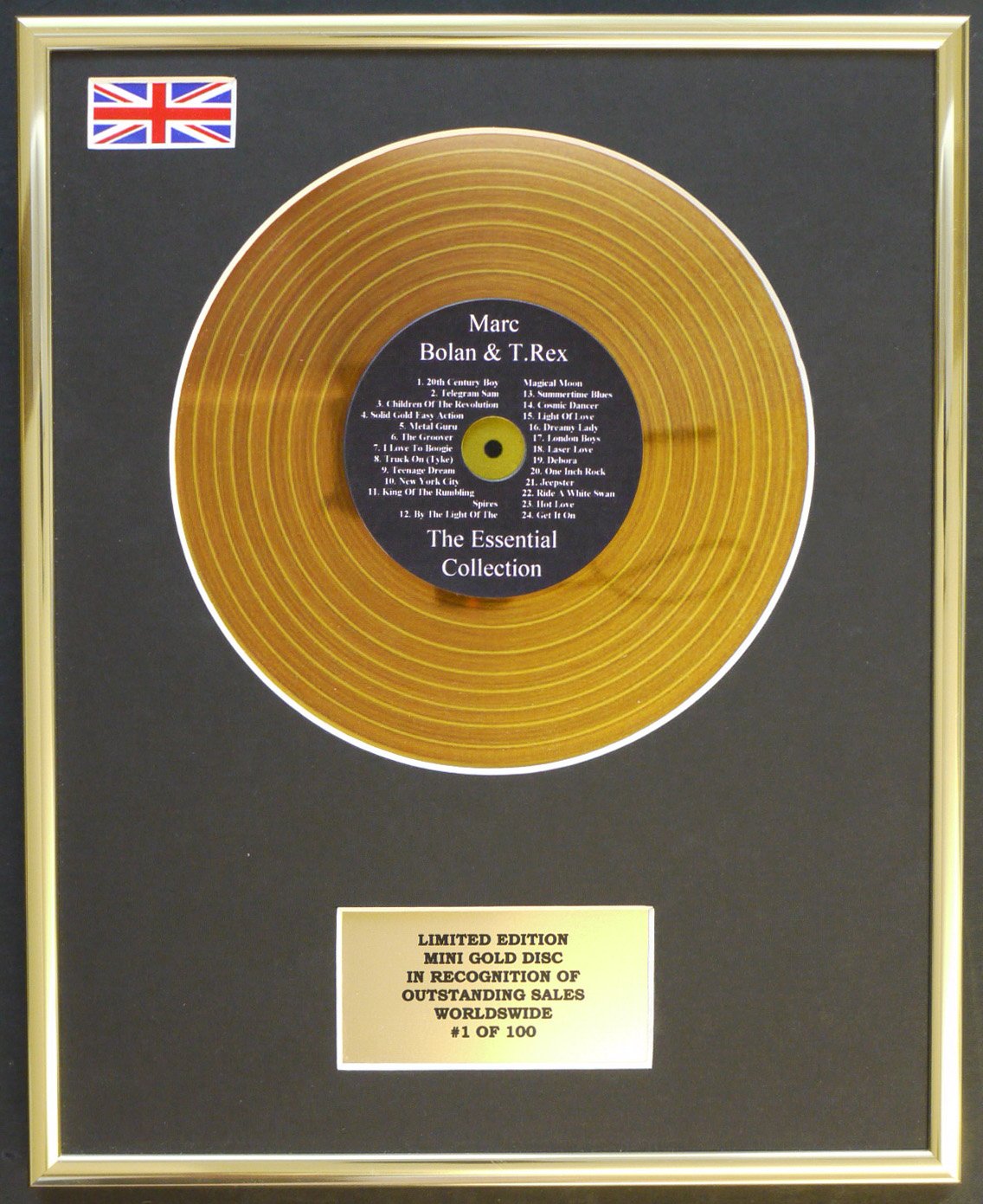 Limited Edition mini gold disc Display MARC BOLAN & T.REX/MINI GOLD DISC DISPLAY/LIMITED EDITION/COA/THE