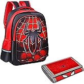 Edgell House Children’s Spidey Backpack and Wallet Gift Set for Kids – 12”x16”x6” Backpack with 5”x10” Kids Wallet - Cloth School Bag for Boys and Girls