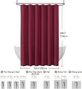Shower Curtain 182x214cm Waffle Fabric Burgundy with Metal Hooks view 6