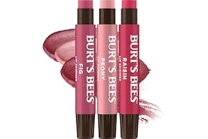 Burt's Bees Christmas Gifts, Lip Shimmer Nude Collection, Tinted Lip Balm Stick, Moisturizing for Hydration with Natural Glowy Pigmented Finish & Buildable Color, Value Pack, 3 Tubes x 0.09 Oz
