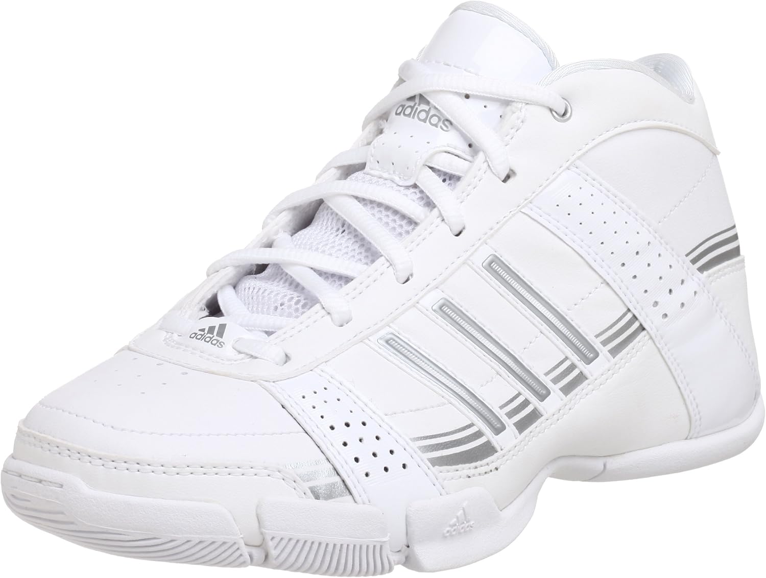 Adidas Women's Approach Leather Basketball Shoe, White/Silver/White, 14