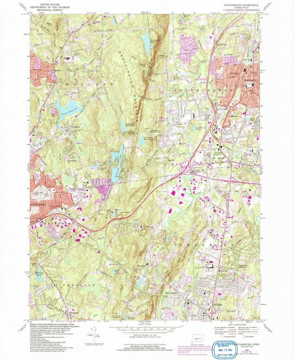 YellowMaps Southington CT topo map, 124000 Scale, 7.5 X 7