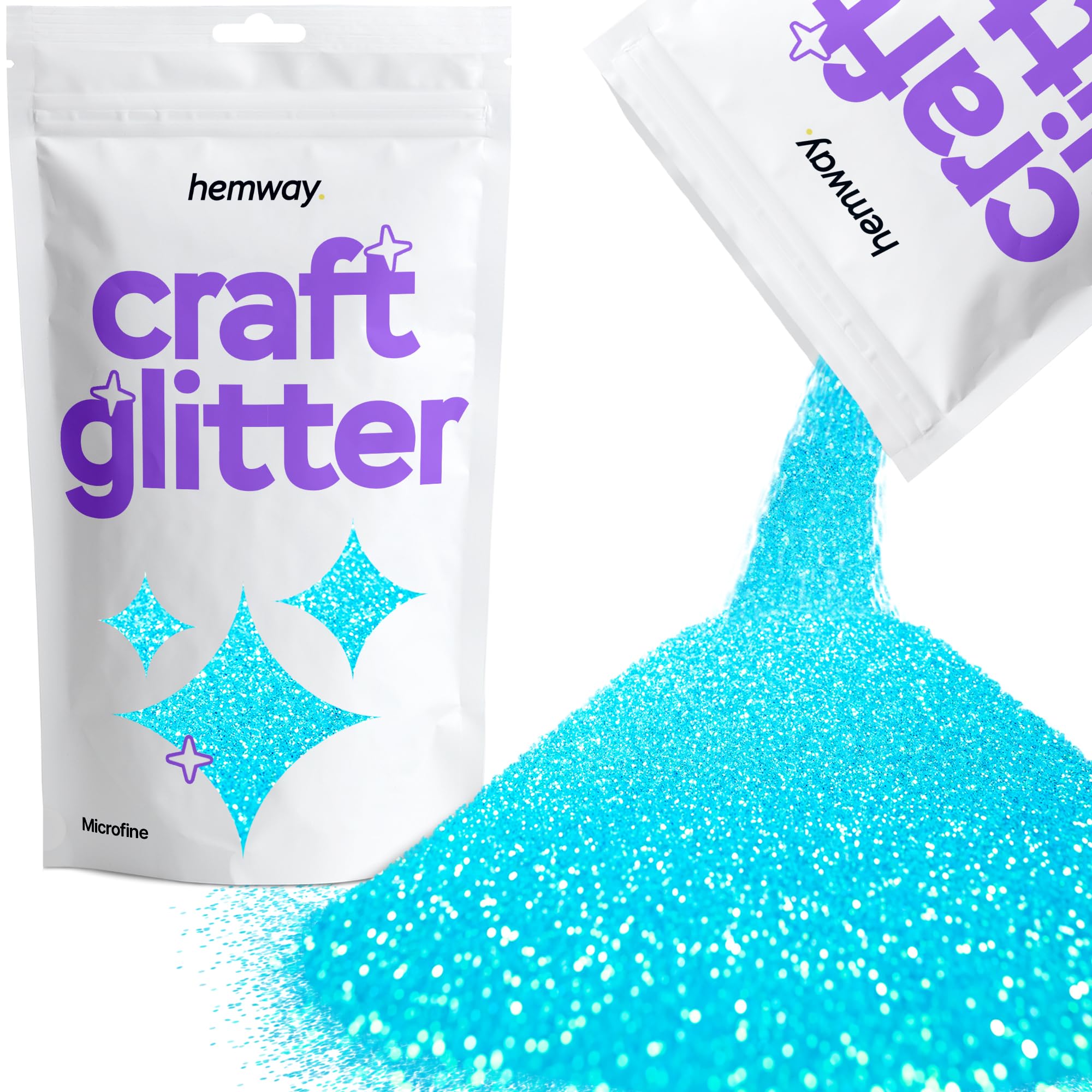 Hemway Craft Glitter Baby Blue Iridescent 100g Microfine Glitter for Crafts, Resin, Cosmetic, Nail, Face, Body, Festival, Tumblers, Art, Candle, Crafting