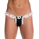 Satini Men's Satin Frilly Sissy Thong Tanga Knickers Briefs Panties