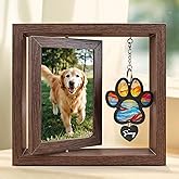 DearKeeps Dog Memorial Picture Frame – 4x6 Wooden Photo Frame for Pet Loss – Sympathy Remembrance Gift for Dog or Cat Lovers (Muliti-ColorPaw)