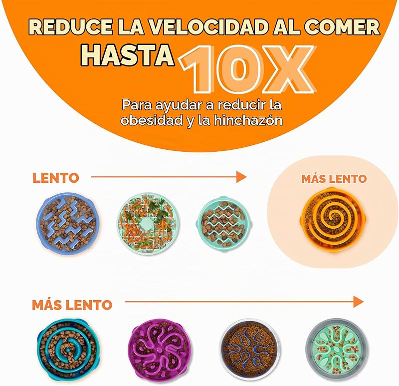 Comedouro Divertido Slo-Bowl - Comedouro de Obstáculos para Cães - Laranja - Médio/Mini — foto 4 de 7