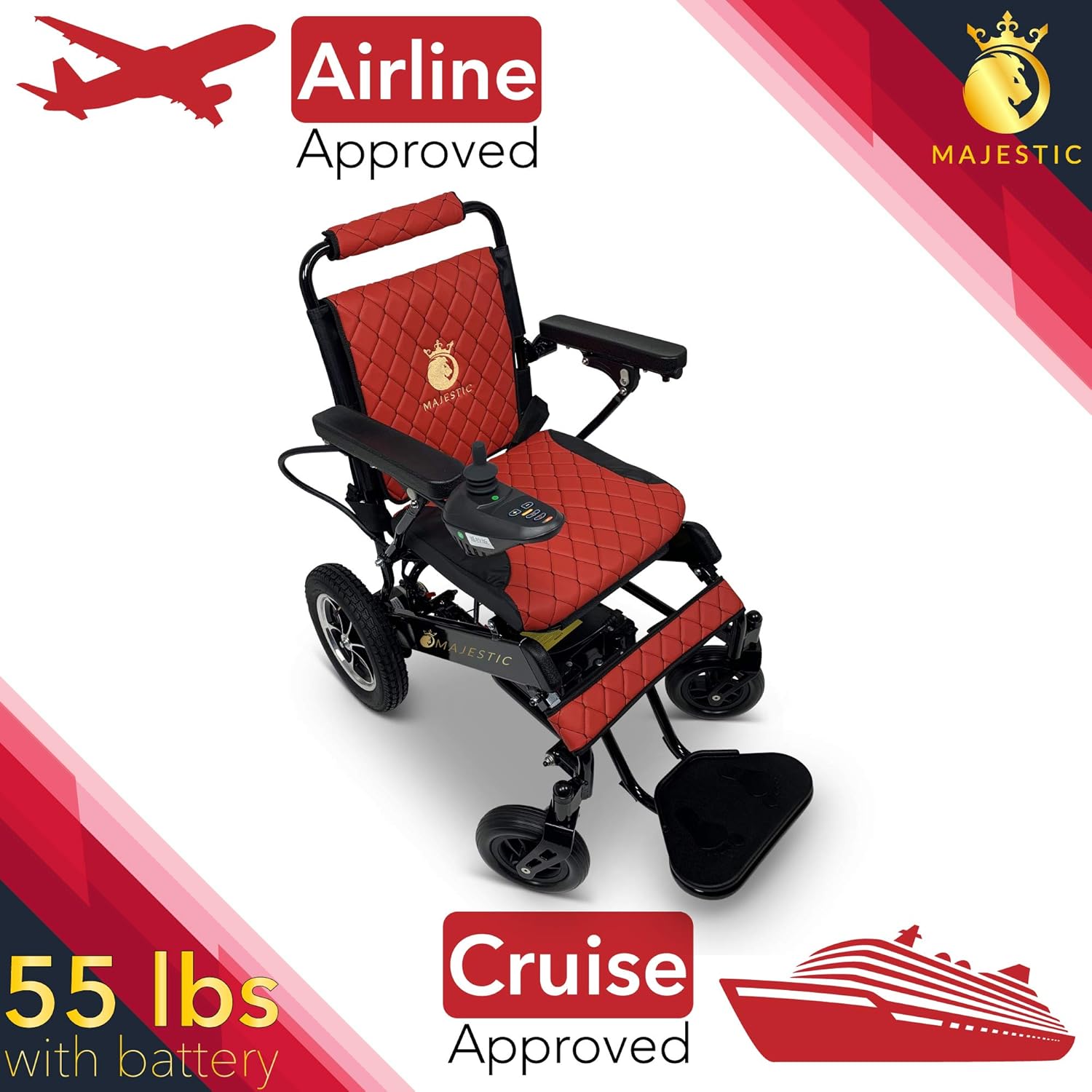 2021 New Lightweight Electric Wheelchair - Remote Control Electric Wheelchairs Lightweight Foldable Motorize Power Electrics Wheel Chair Mobility Aid (17.5" Seat Width): Health & Personal Care