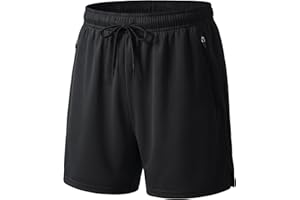 MAGCOMSEN Men's 5" Athletic Basketball Shorts Lightweight Linerless Mesh Running Workout Shorts with Zipper Pockets