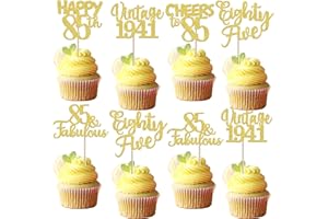 ZHUOWEISM 30PCS Happy 85th Birthday Cupcake Toppers Glitter Eighty Five 85 Fabulous Vintage 1941 Cupcake Picks Cheers to 85 Years for 85th Birthday Anniversary Party Cake Decorations Supplies Gold