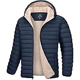MAGCOMSEN Men's Puffer Jacket with Hood Fleece lined Warm Puffer Coats Water Resistant Down Jacket Zip Up Winter Jackets