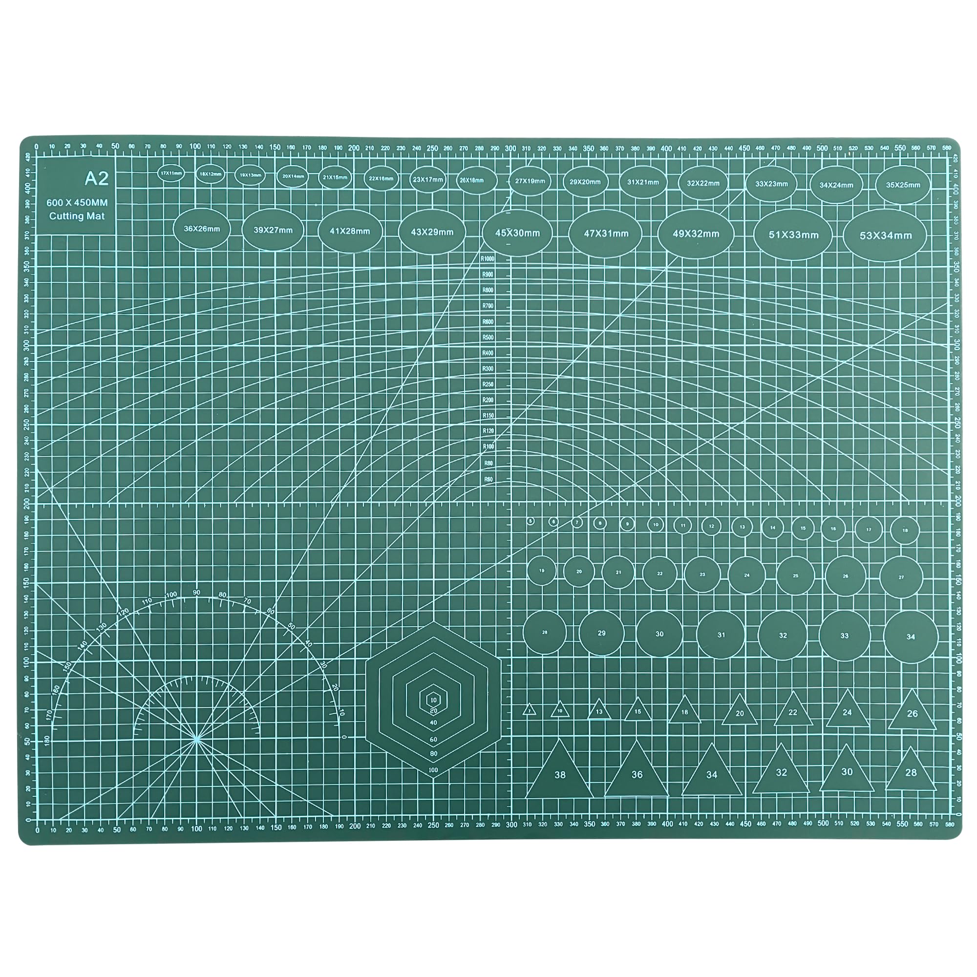 Cutting Mat Craft Mat Flexible Non Slip Craft Cutting Mat with Accurate Guide Grid Lines Design for Cutting Fabric, Paper, and Cards Double Sided self-Healing Cutting mat, Green (A-2)