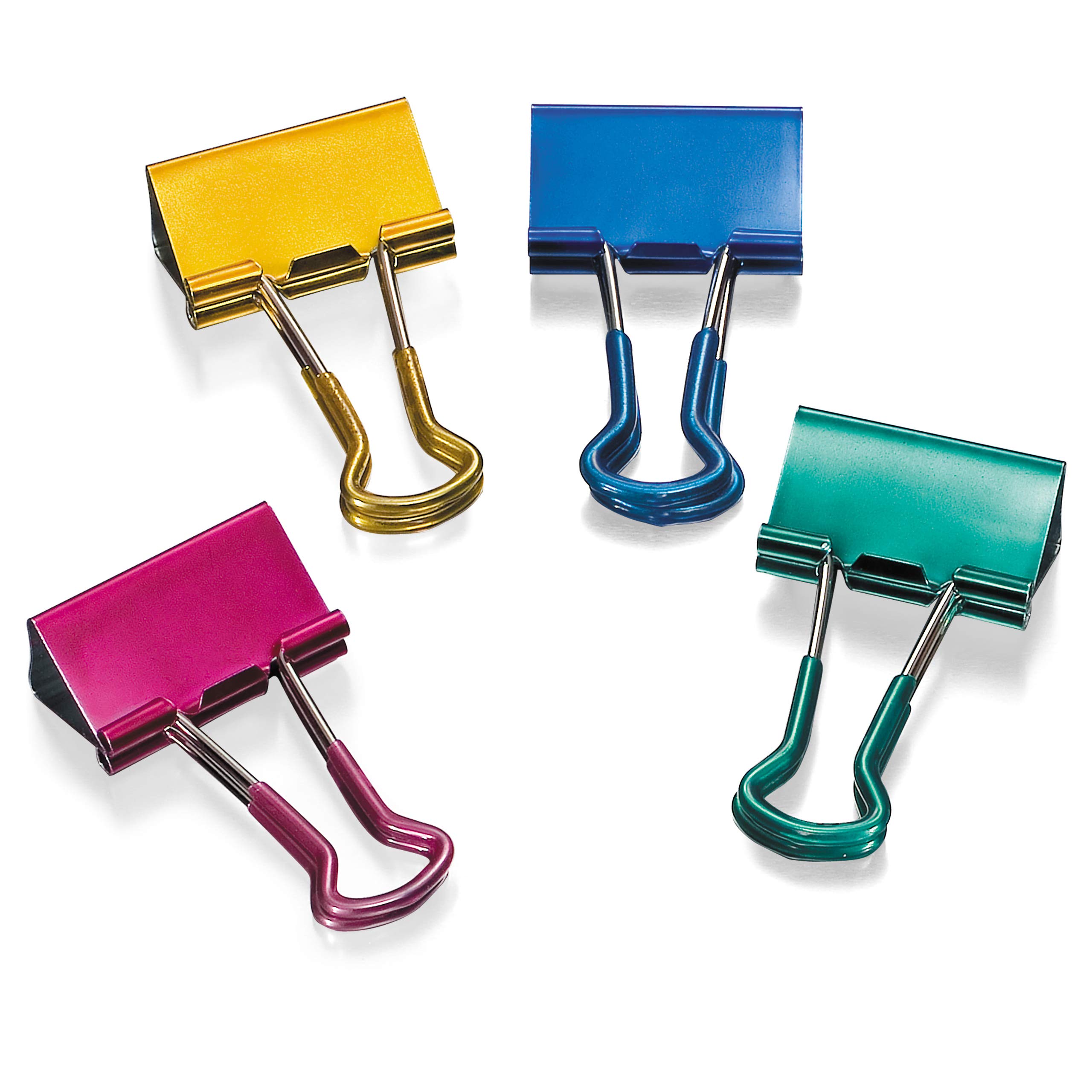 Photo 1 of Officemate 31054 Easy Grip Medium Binder Clips, 6 packs of 12 clips each, assorted metallic colors.
