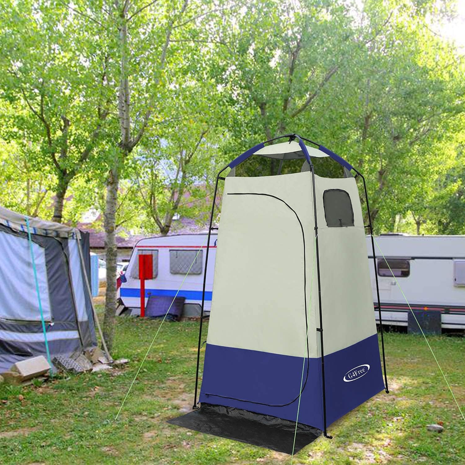 G4Free Camping Shower Tent, Privacy Tent Dressing Changing Room, Portable Toilet, Rain Shelter for Camping Beach with Carry Bag (Blue): Sports & Outdoors