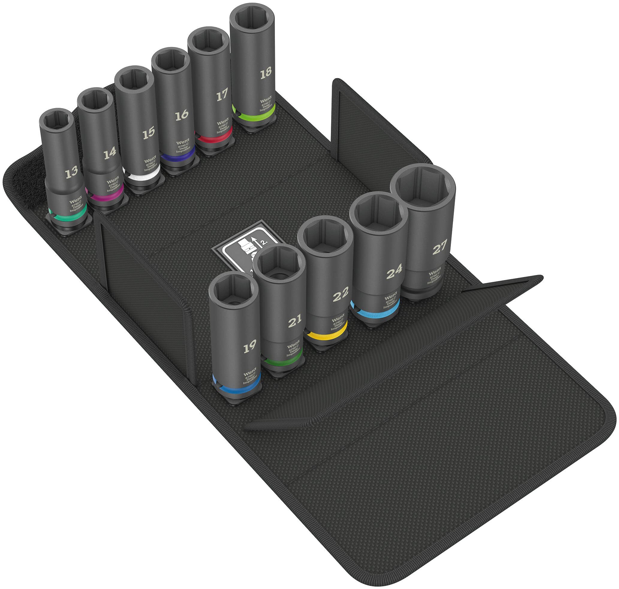 Wera 05004841001 8790 C Impaktor Deep Set 1Jeu de douilles, 11 pièces, Black