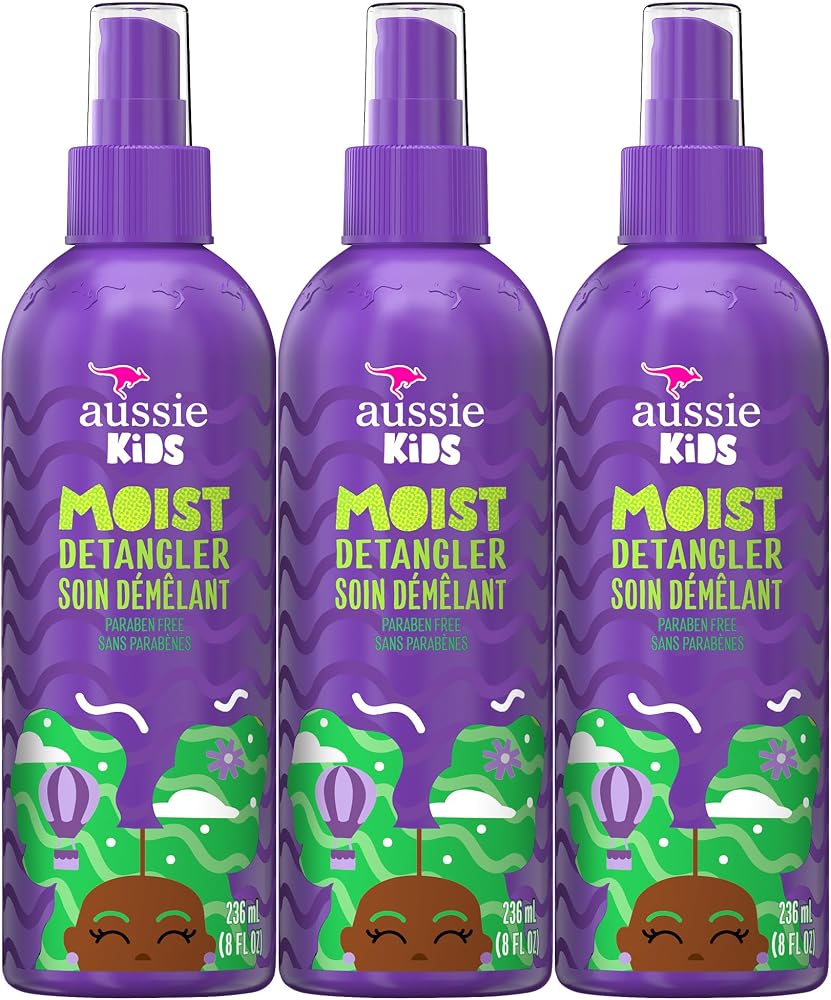 Aussie Kids Moist Detangler Spray, Sulfate & Paraben Free, Moisturizing & Tangle-Free Hair Care for Kids, Cruelty-Free, 8 Fl