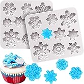 Boao 2 Pieces 3D Snowflake Silicone Mold Winter Snowflake Fondant Silicone Mold for Cake Cupcake Decoration Polymer Clay Crafting Projects(Gray)