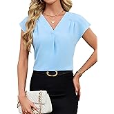 Blooming Jelly Womens Dressy Casual Blouses Business Work Tops Cap Short Sleeve Shirts Textured Summer Spring Outfits