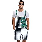 Yuanbang Unisex Printed Overalls Shorts Romper Festival Jumpsuits Work Bibs Coveralls Gifts for Men and Women