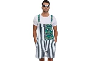 Yuanbang Unisex Printed Overalls Shorts Romper Festival Jumpsuits Work Bibs Coveralls Gifts for Men and Women
