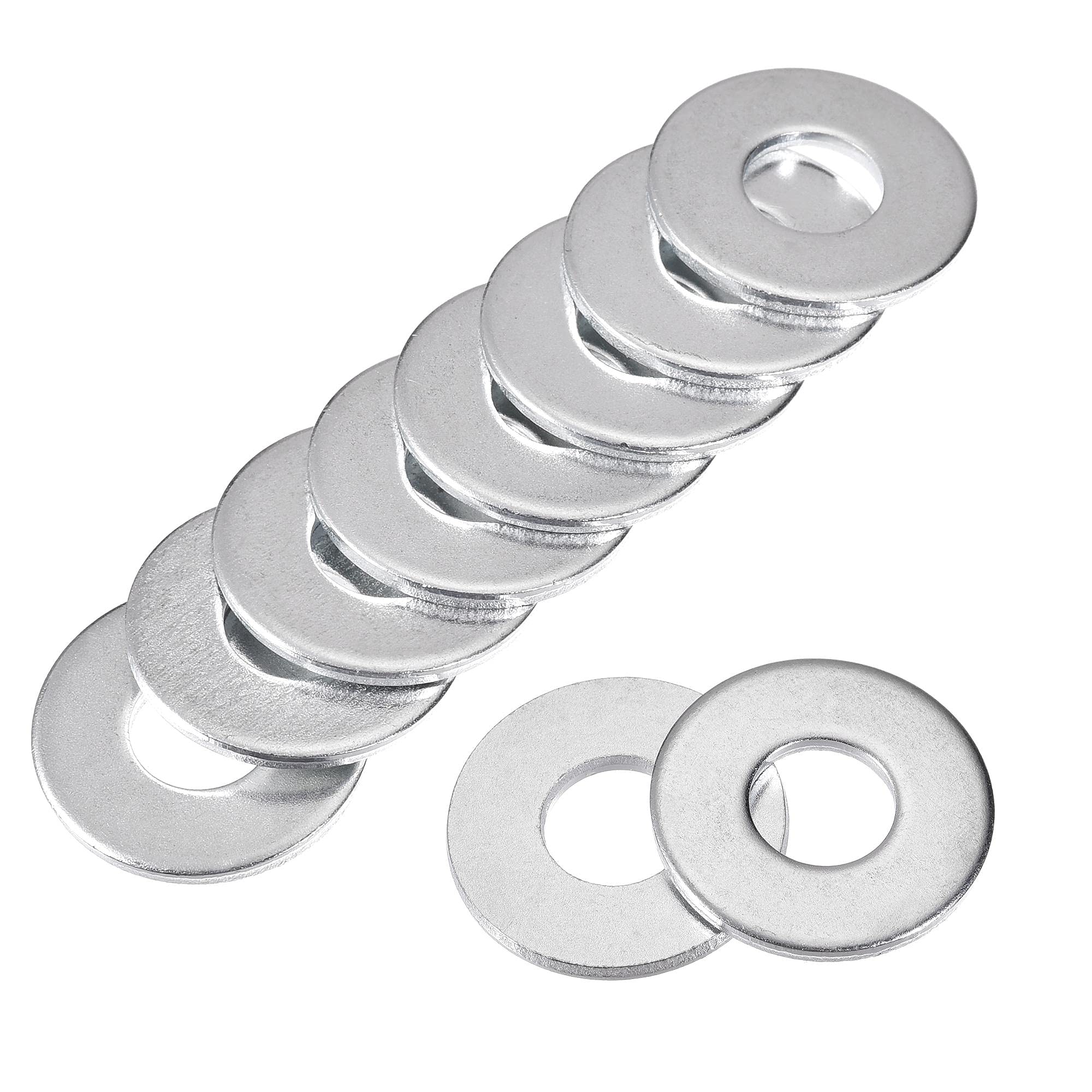 sourcing map 10mm x 25mm x 2mm Zinc Plated Carbon Steel Flat Washer for Screw Bolt 25Pcs