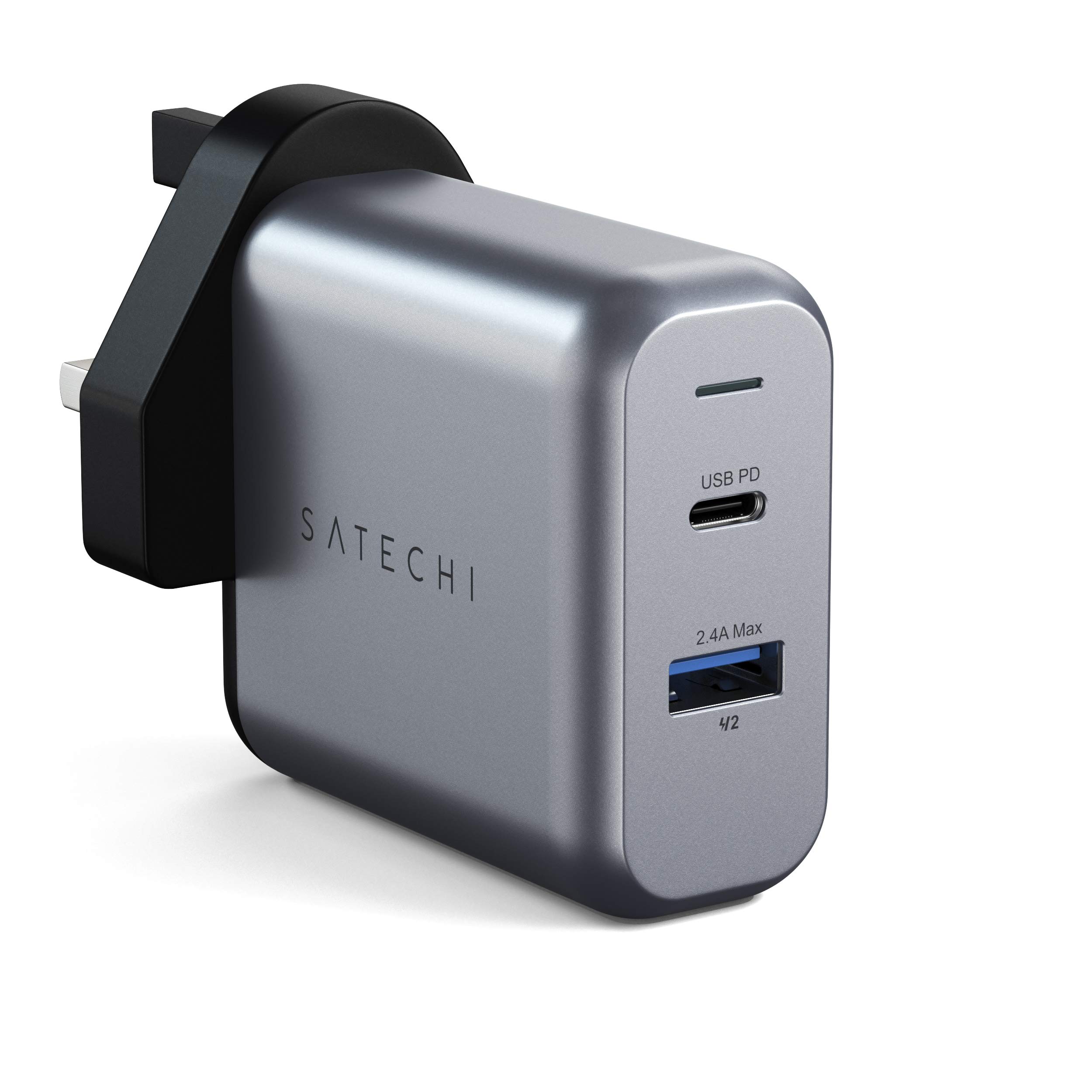 SATECHI 30W Dual Port Wall Charger Adaptor with USB-C PD & USB 3.0 Port - Compatible with iPad Air & Pro M5 M4 M3 M2, iPhone 17, 16, 15 to 12 Series and More