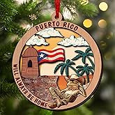 FLAGWIX Puerto Rico Gifts for Women Men - Wooden Ornaments Tree Decorations - Puerto Rico Ornament for Home Decor, House Warming Gifts New Home, Friend Gift Ideas
